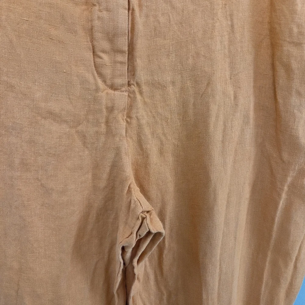 Flax 100% Linen Womens Pants Sunkist Orange Size Large Flowy‎ Coastal Beach